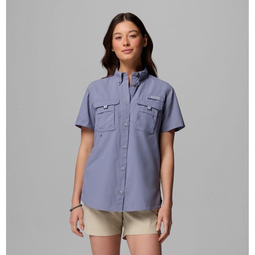 Columbia PFG Titanium Womens Medium Short Sleeve Fishing Shirt Purple AL9015 NIB
